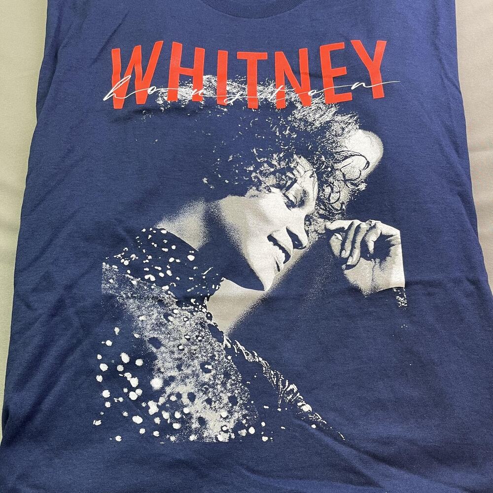 Whitney Houston Shirt Mens 3XL Blue Portrait Music Graphic Tee T-Shirt Pop